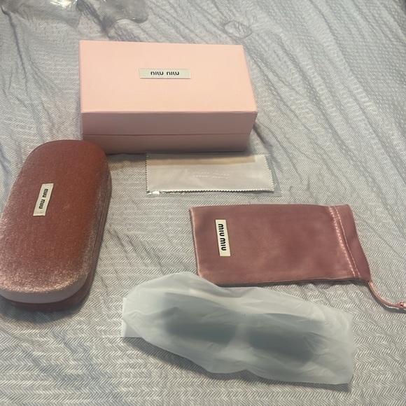 Miu Miu Black and Gold Rectangular Sunglasses - Picture 3 of 7